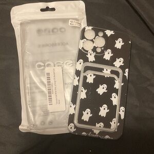 Ghost Pattern Black iPhone 13 Promax Case wallet